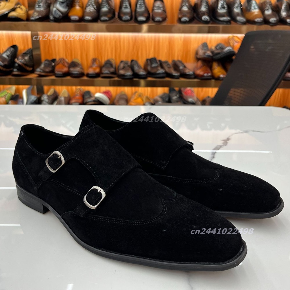Formal Men Daily Wear Footwear - Mocassins masculinos com fivela dupla de