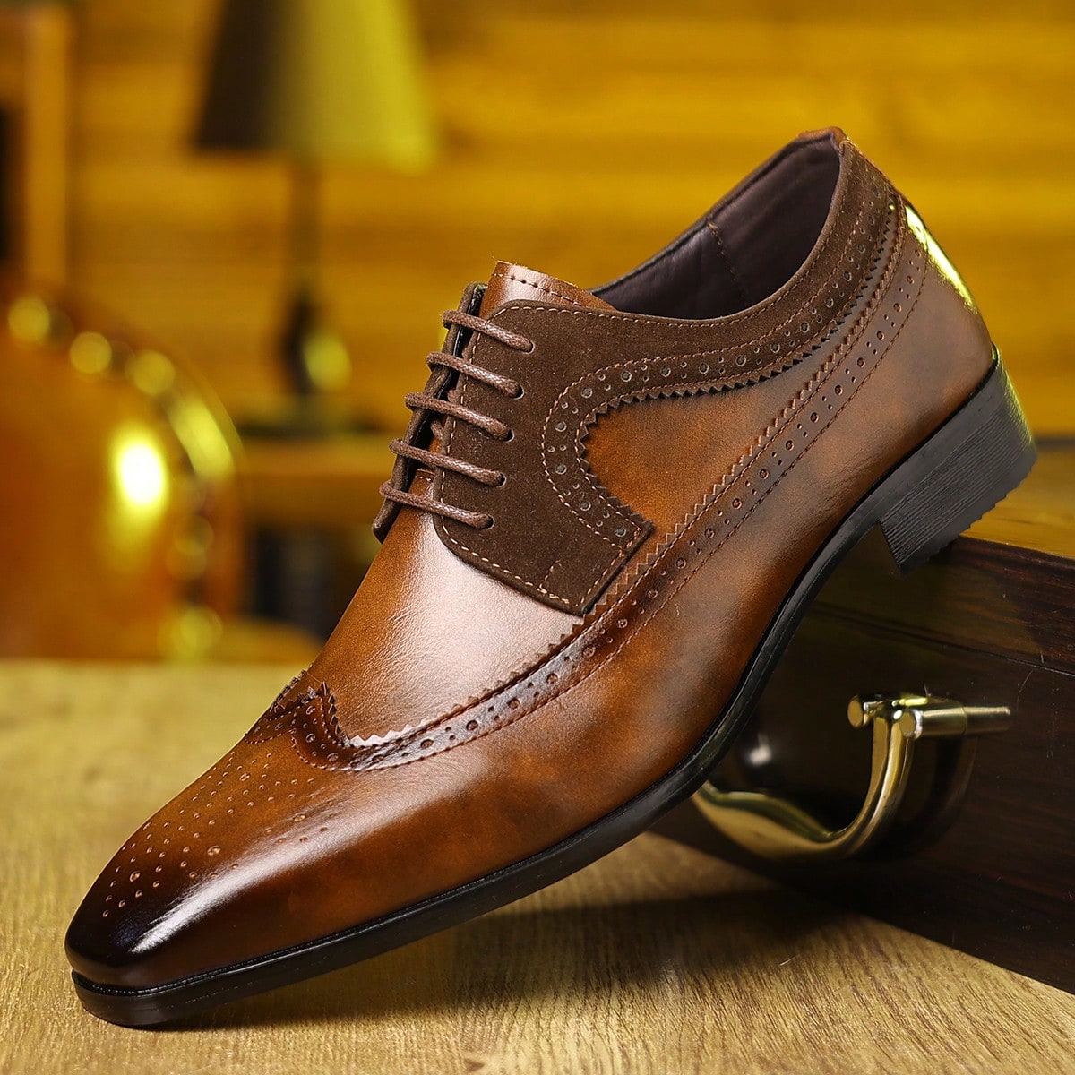 Sapatos sociais masculinos com - Formal Men Daily Wear Footwear avaliação e preço