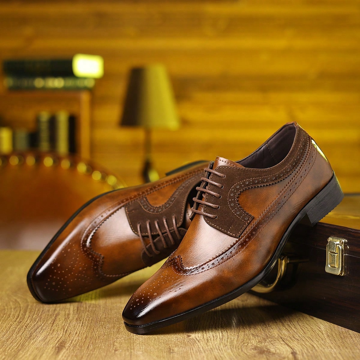 Sapatos sociais masculinos com - Formal Men Daily Wear Footwear avaliação e preço