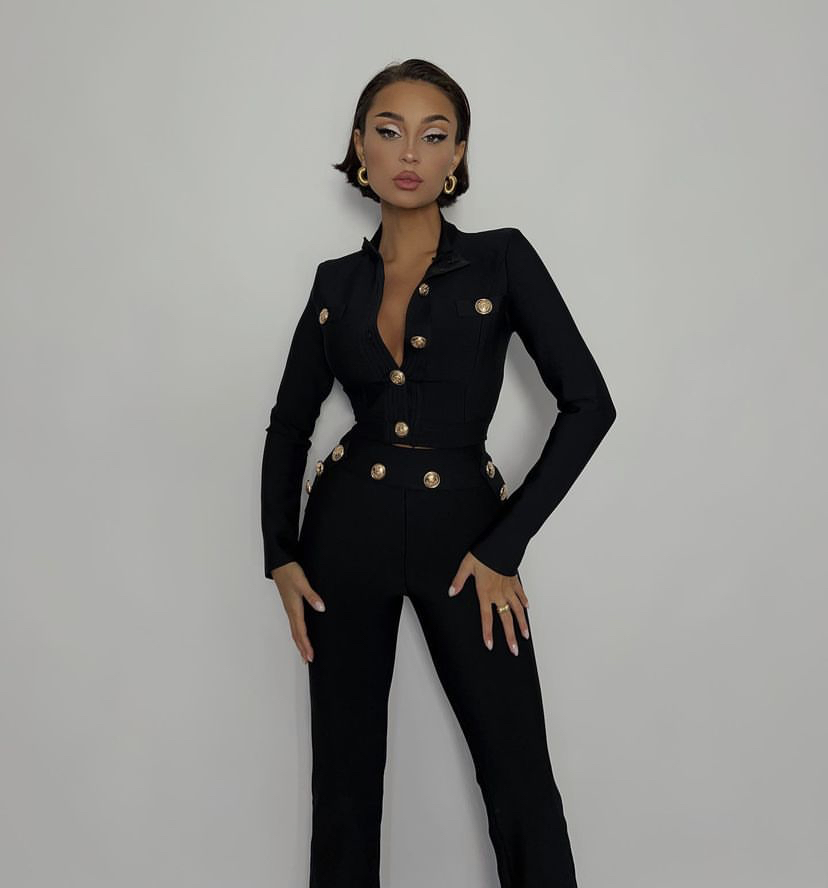 Novo estilo de outono cor pret - Men Formal Wear All Black avaliação e preço