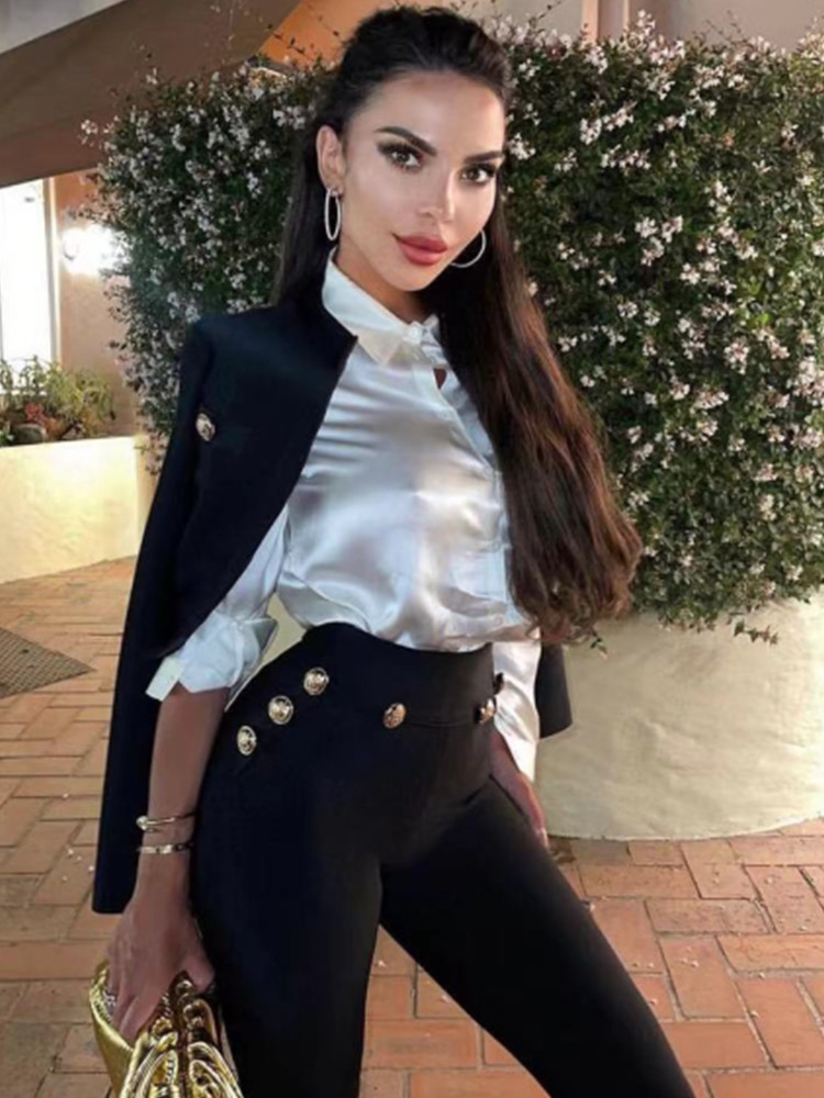 Novo estilo de outono cor pret - Men Formal Wear All Black avaliação e preço