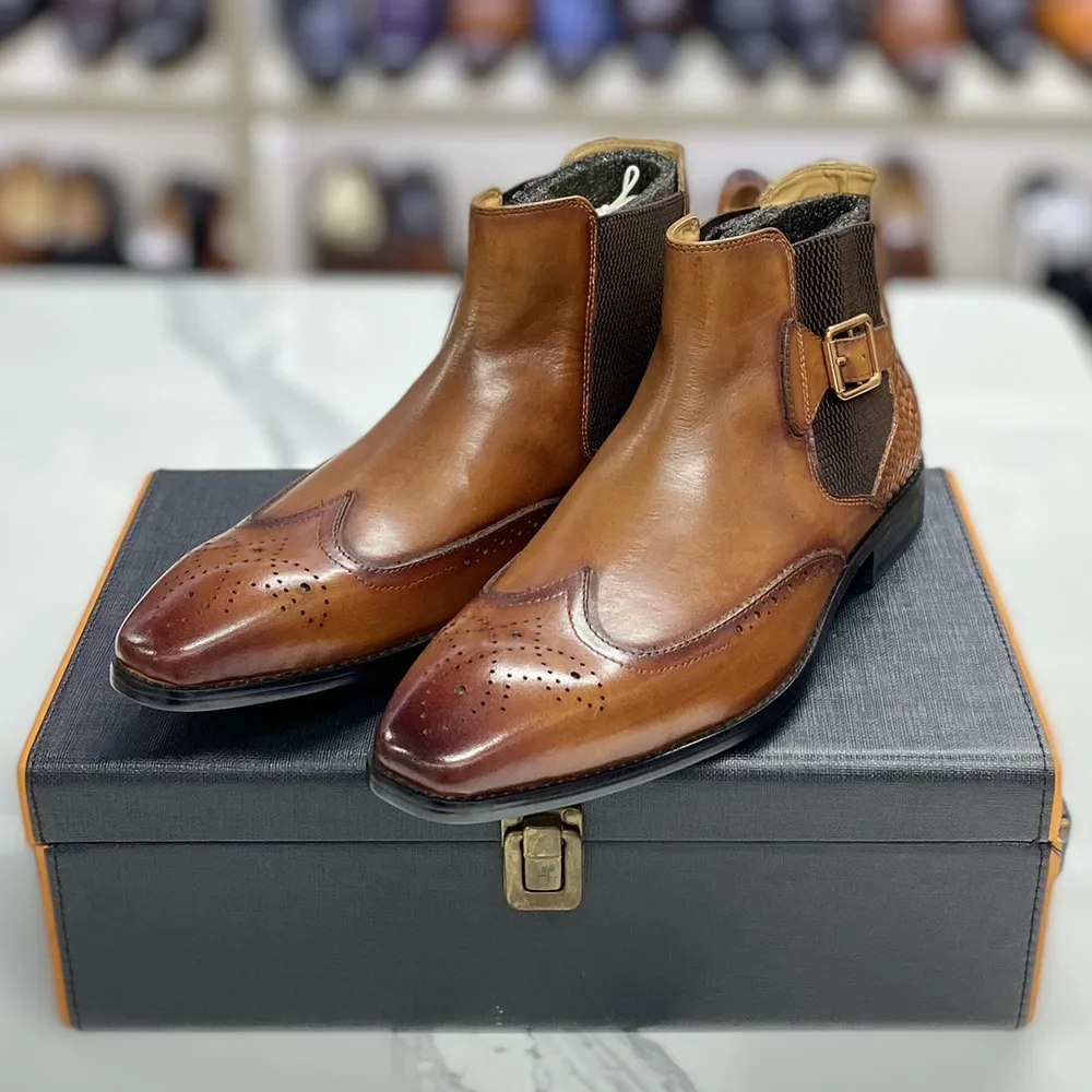 Botas de tornozelo de couro de - Men Formal Wear With Boots avaliação e preço